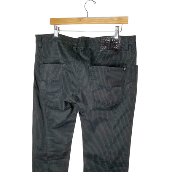 Guess Jeans Kurt Slim Fit Mens 32 Charcoal Striped Straight Cotton Blend Rocker - Picture 5 of 12